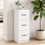 vidaXL Zásuvkový kabinet Biela 33 x 34,5 x 87 cm Kompozitné drevo