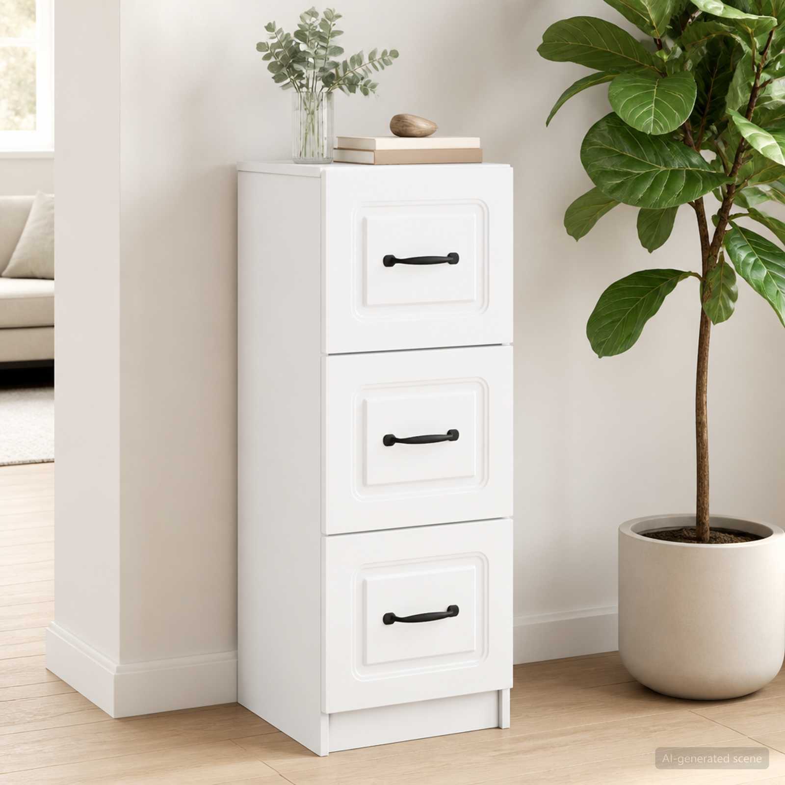 895765_1.jpg vidaXL Zásuvkový kabinet Biela 33 x 34,5 x 87 cm Kompozitné drevo – Obrázok 1