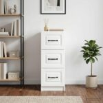 vidaXL Zásuvkový kabinet Biela 33 x 34,5 x 87 cm Kompozitné drevo – Obrázok 4