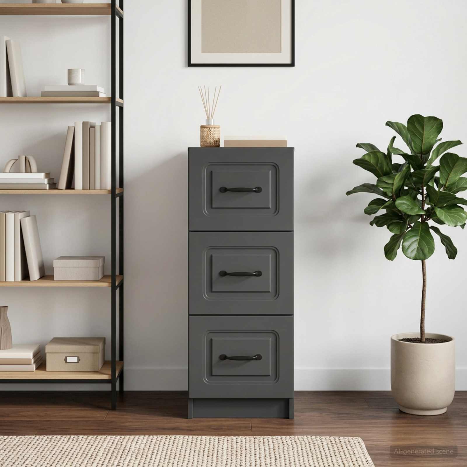 895766_1.jpg vidaXL Zásuvkový kabinet Čierna 33 x 34,5 x 87 cm Kompozitné drevo – Obrázok 1