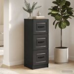 vidaXL Zásuvkový kabinet Čierna 33 x 34,5 x 87 cm Kompozitné drevo – Obrázok 4