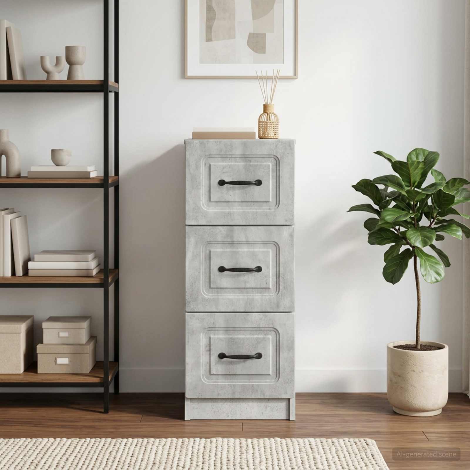 895768_1.jpg vidaXL Zásuvkový kabinet Betónovo sivá 33 x 34,5 x 87 cm – Obrázok 1