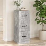 vidaXL Zásuvkový kabinet Betónovo sivá 33 x 34,5 x 87 cm – Obrázok 4