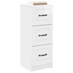 vidaXL Zásuvkový kabinet Biela s vysokým leskom 33 x 34,5 x 87 cm – Obrázok 2