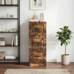 vidaXL Zásuvkový kabinet Dymový dub 33 x 34,5 x 87 cm Kompozitné drevo – Obrázok 12