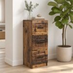 vidaXL Zásuvkový kabinet Staré drevo 33 x 34,5 x 87 cm – Obrázok 4