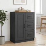 vidaXL Servírovacia skriňa Čierna 66 x 34,5 x 87 cm Kompozitné drevo – Obrázok 4
