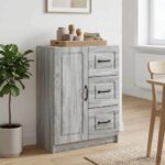 vidaXL Servírovacia skriňa so zásuvkou Sivá sonoma 66 x 34,5 x 87 cm – Obrázok 4