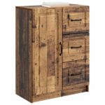 vidaXL Servírovacia skriňa so zásuvkou Staré drevo 66 x 34,5 x 87 cm – Obrázok 3