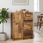 vidaXL Servírovacia skriňa so zásuvkou Staré drevo 66 x 34,5 x 87 cm – Obrázok 4