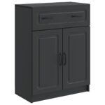 vidaXL Servírovacia skriňa Čierna 66 x 34,5 x 87 cm Kompozitné drevo – Obrázok 2