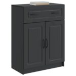 vidaXL Servírovacia skriňa Čierna 66 x 34,5 x 87 cm Kompozitné drevo – Obrázok 3