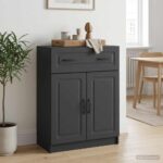 vidaXL Servírovacia skriňa Čierna 66 x 34,5 x 87 cm Kompozitné drevo – Obrázok 4