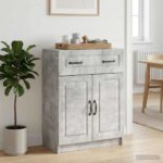 vidaXL Servírovacia skriňa so zásuvkou Betónovo sivá 66 x 34,5 x 87 cm – Obrázok 4
