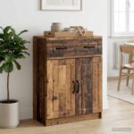 vidaXL Servírovacia skriňa so zásuvkou Staré drevo 66 x 34,5 x 87 cm