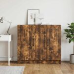 vidaXL Servírovacia skriňa Dymový dub 89 x 34,5 x 77 cm – Obrázok 4