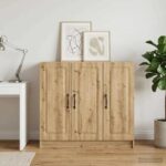 vidaXL Servírovacia skriňa Dub artisan 89 x 34,5 x 77 cm – Obrázok 4