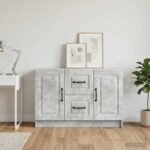 vidaXL Servírovacia skriňa so zásuvkou Betónovo sivá 89 x 34,5 x 57 cm – Obrázok 4