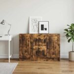 vidaXL Servírovacia skriňa so zásuvkou Dymový dub 89 x 34,5 x 57 cm – Obrázok 4