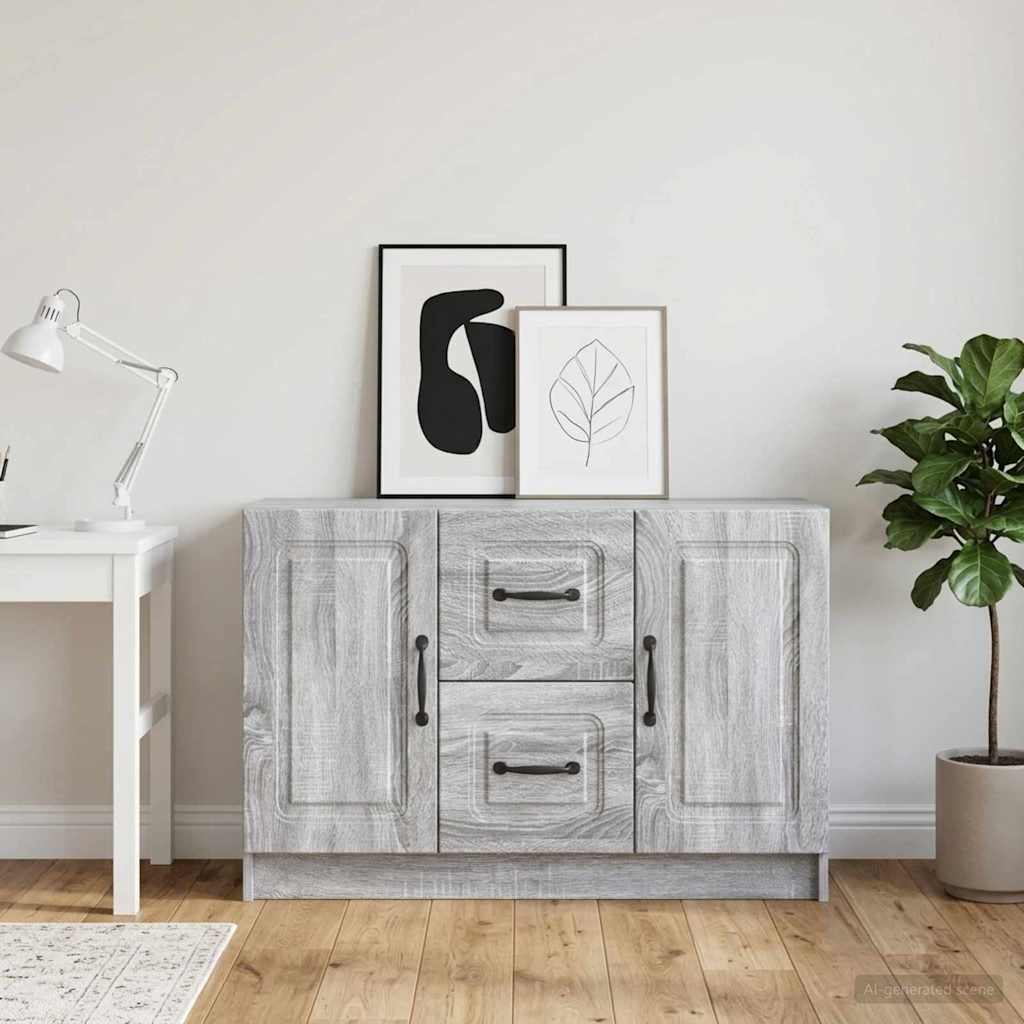 895811_1.jpg vidaXL Servírovacia skriňa so zásuvkou Sivá sonoma 89 x 34,5 x 57 cm – Obrázok 1