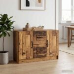 vidaXL Servírovacia skriňa so zásuvkou Staré drevo 89 x 34,5 x 57 cm