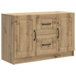 vidaXL Servírovacia skriňa so zásuvkou Dub artisan 89 x 34,5 x 57 cm – Obrázok 2