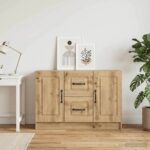 vidaXL Servírovacia skriňa so zásuvkou Dub artisan 89 x 34,5 x 57 cm – Obrázok 4