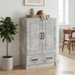 vidaXL Servírovacia skriňa so zásuvkou Betónovo sivá 66 x 34,5 x 92 cm – Obrázok 3