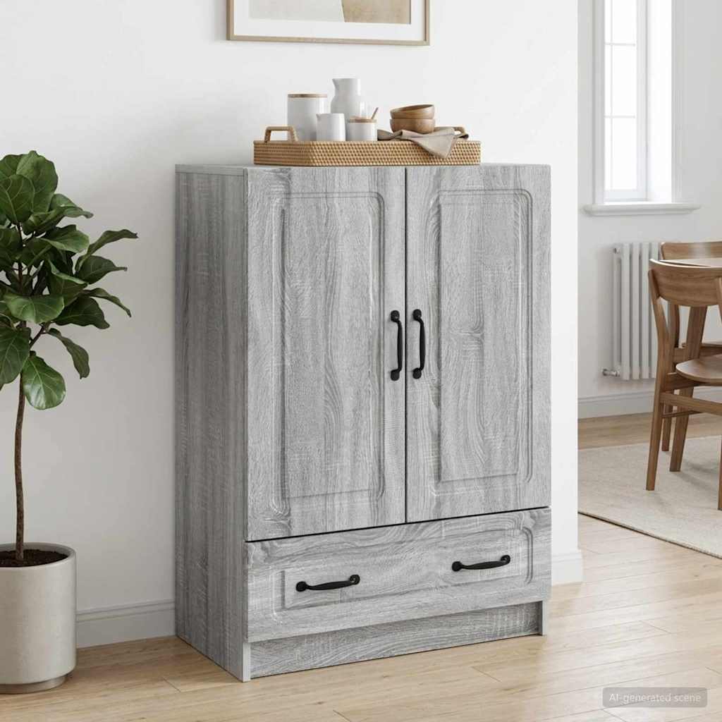895821_1.jpg vidaXL Servírovacia skriňa so zásuvkou Sivá sonoma 66 x 34,5 x 92 cm – Obrázok 1