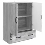 vidaXL Servírovacia skriňa so zásuvkou Sivá sonoma 66 x 34,5 x 92 cm – Obrázok 4
