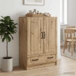 vidaXL Servírovacia skriňa so zásuvkou Dub artisan 66 x 34,5 x 92 cm – Obrázok 3