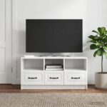 vidaXL TV skrinka Biela s vysokým leskom 102 x 34,5 x 47 cm