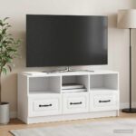 vidaXL TV skrinka Biela s vysokým leskom 102 x 34,5 x 47 cm – Obrázok 4