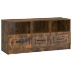 vidaXL TV skrinka Dymový dub 102 x 34,5 x 47 cm Kompozitné drevo – Obrázok 2