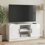 vidaXL TV skrinka Biela s vysokým leskom 102 x 34,5 x 47 cm