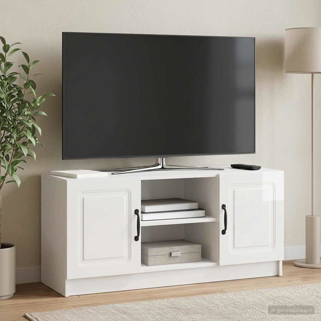895849_1.jpg vidaXL TV skrinka Biela s vysokým leskom 102 x 34,5 x 47 cm – Obrázok 1