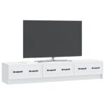 vidaXL TV skrinka Biela 147 x 34,5 x 27 cm Kompozitné drevo – Obrázok 3