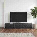 vidaXL TV skrinka Čierna 147 x 34,5 x 27 cm Kompozitné drevo