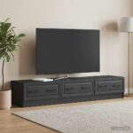 vidaXL TV skrinka Čierna 147 x 34,5 x 27 cm Kompozitné drevo – Obrázok 4