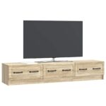 vidaXL TV skrinka Dub sonoma 147 x 34,5 x 27 cm Kompozitné drevo – Obrázok 3