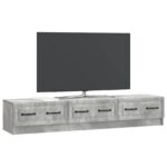 vidaXL TV skrinka Betónovo sivá 147 x 34,5 x 27 cm Kompozitné drevo – Obrázok 3