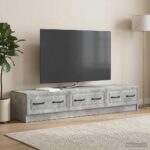 vidaXL TV skrinka Betónovo sivá 147 x 34,5 x 27 cm Kompozitné drevo – Obrázok 4