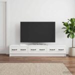 vidaXL TV skrinka Biela s vysokým leskom 147 x 34,5 x 27 cm