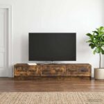 vidaXL TV skrinka Dymový dub 147 x 34,5 x 27 cm Kompozitné drevo
