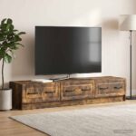 vidaXL TV skrinka Dymový dub 147 x 34,5 x 27 cm Kompozitné drevo – Obrázok 4