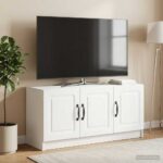 vidaXL TV skrinka Biela 99 x 34,5 x 47 cm Kompozitné drevo – Obrázok 4