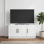 vidaXL TV skrinka Biela s vysokým leskom 99 x 34,5 x 47 cm
