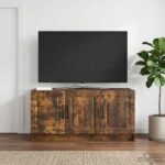 vidaXL TV skrinka Dymový dub 99 x 34,5 x 47 cm Kompozitné drevo – Obrázok 4