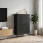 vidaXL Nástenná skrinka Čierna 66 x 34,5 x 90 cm Kompozitné drevo – Obrázok 8