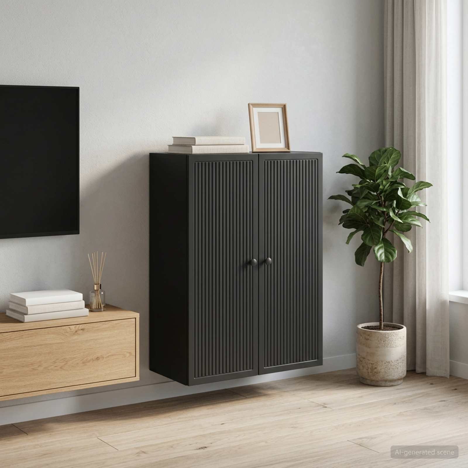 897886_1.jpg vidaXL Nástenná skrinka Čierna 66 x 34,5 x 90 cm Kompozitné drevo – Obrázok 1